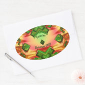 CATERINA ~ KERST 2024 Groen Rood Geel ~ Ovale Sticker (Envelop)