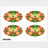 CATERINA ~ KERST 2024 Groen Rood Geel ~ Ovale Sticker (Vel)