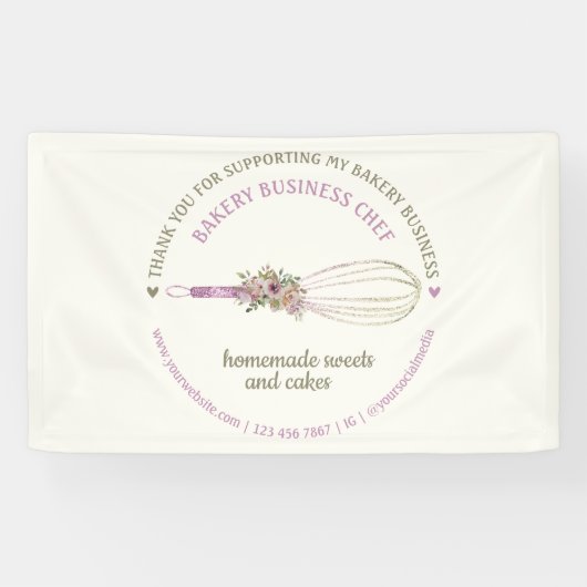 Catering Bakkerij Chef Glitter Whisky Bloem Dank Spandoek (Horizontaal)