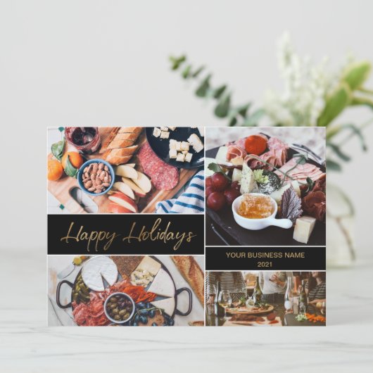 Catering business Foto Collage Prettige feestdagen Feestdagenkaart (Staand voorkant)