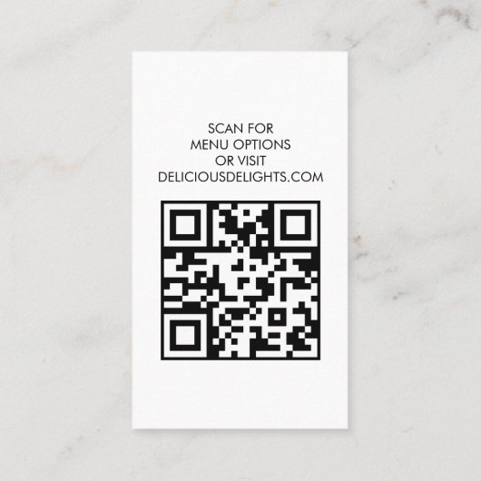 Catering Chef Event Planning Food Prep CUSTOM QR Visitekaartje (Achterkant)