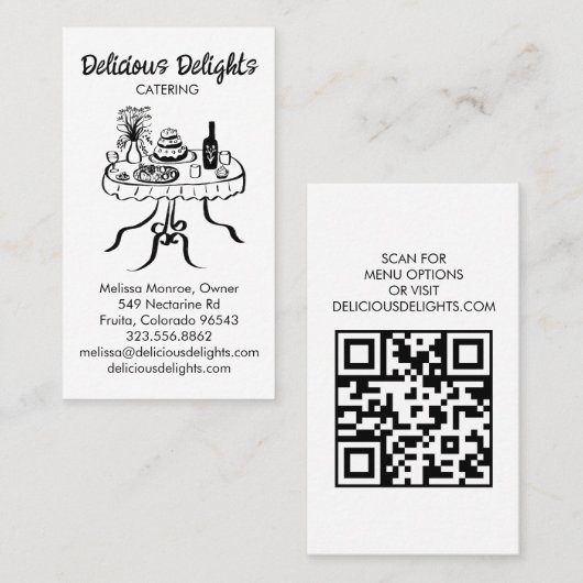 Catering Chef Event Planning Food Prep CUSTOM QR Visitekaartje (Voorkant / Achterkant)