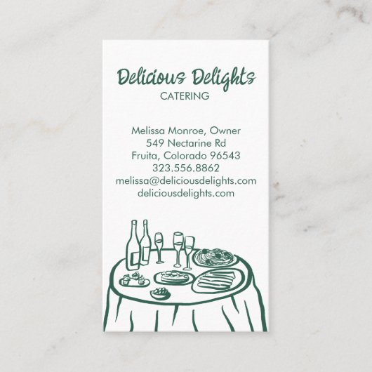 Catering Chef Event Planning Food Prep CUSTOM Visitekaartje (Voorkant)