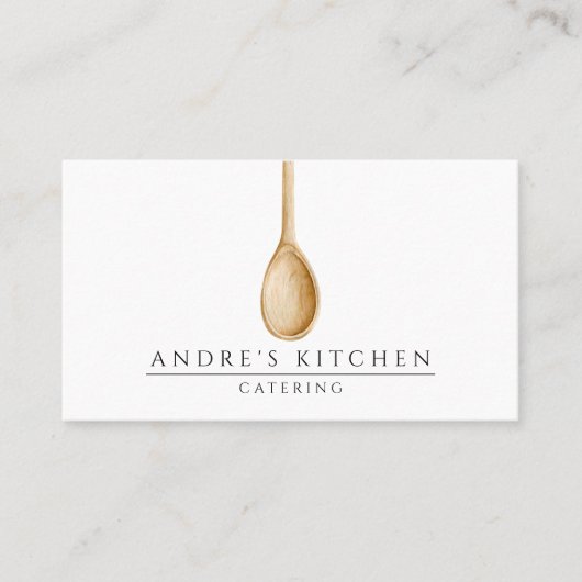 Catering Culinaire Waterverf Mixing Wooden Lepel Visitekaartje (Voorkant)