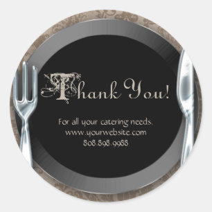 Catering Dank u Stickers Zilver Bestek Beige