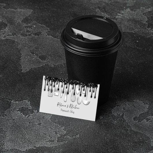 Catering Personal Chef Restaurant Black Drip Grey Visitekaartje