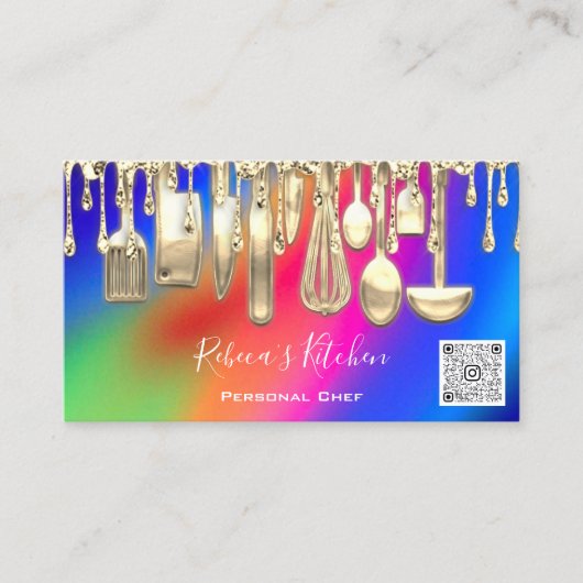 Catering Persoonlijk Chef Restaurant Drip QR Code Visitekaartje (Voorkant)