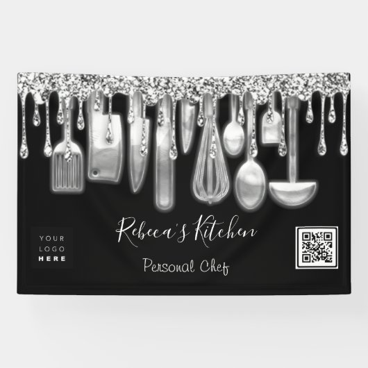 Catering Persoonlijke Chef Kitchen Gold Qr Code Lo Spandoek (Horizontaal)