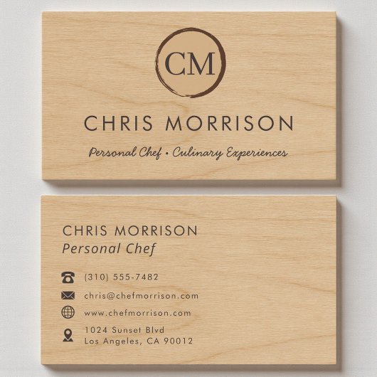 Catering Restaurant Personal Chef Rustic Wood  Visitekaartje