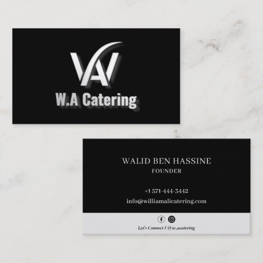 Catering Restaurant Professional Logo Black Visitekaartje (Voorkant / Achterkant)