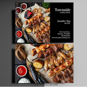 Catering-Visitekaartje op zwarte achtergrond Visitekaartje