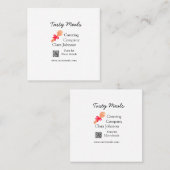 Cateringdiensten voegen naam toe QR code website b Vierkante Visitekaartje (Voorkant / Achterkant)