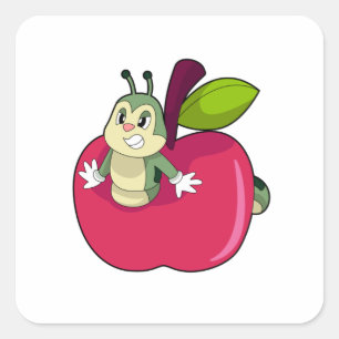 Caterpijler Apple Vierkante Sticker
