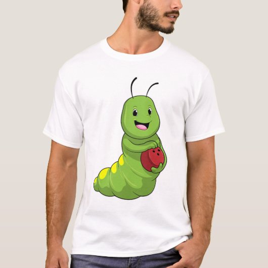Caterpilaar bij Bowling met Bowling ball T-shirt (Voorkant)