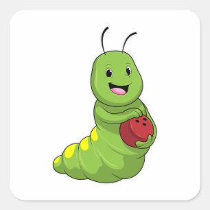 Caterpilaar bij Bowling met Bowling ball Vierkante Sticker