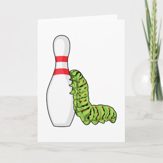 Caterpilaar bij Bowling met Bowling pin Kaart (Voorkant)