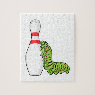 Caterpilaar bij Bowling met Bowling pin Legpuzzel