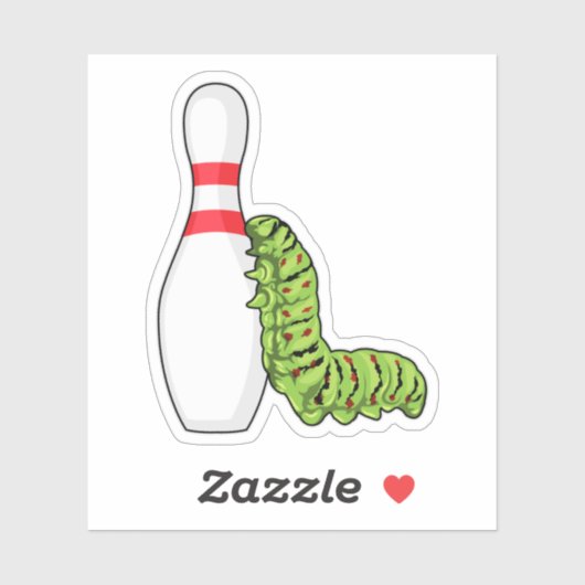 Caterpilaar bij Bowling met Bowling pin Sticker (Vel)