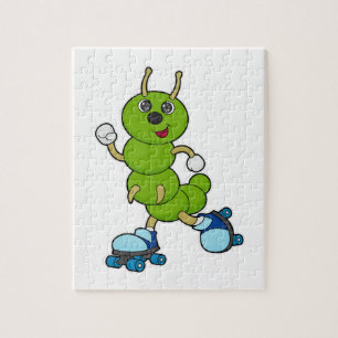Caterpilaar bij gealigneerde schaatsen met rollers legpuzzel