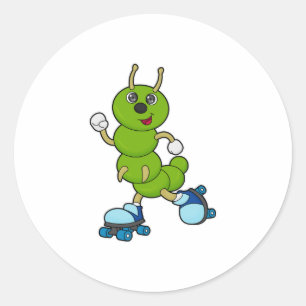 Caterpilaar bij gealigneerde schaatsen met rollers ronde sticker