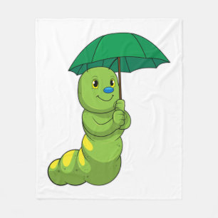 Caterpilaar bij Raining met Umbrella Fleece Deken