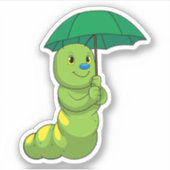 Caterpilaar bij Raining met Umbrella Sticker (Voorkant)