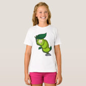 Caterpilaar bij slaapstand met lef t-shirt (Voorkant volledig)