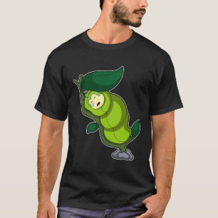 Caterpilaar bij slaapstand met lef t-shirt