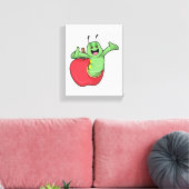 Caterpilaar met Apple Canvas Afdruk (Insitu (Woonkamer))