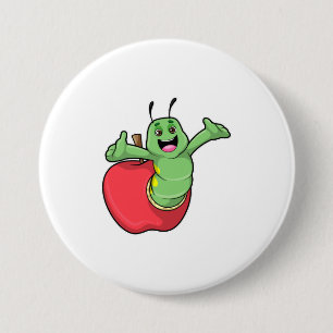 Caterpilaar met Apple Ronde Button 7,6 Cm