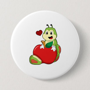 Caterpilaar met Apple Ronde Button 7,6 Cm