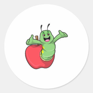 Caterpilaar met Apple Ronde Sticker