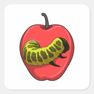 Caterpilaar met Apple Vierkante Sticker