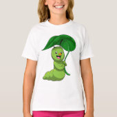 Caterpilaar met leder als parasol t-shirt (Voorkant)