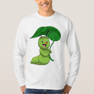 Caterpilaar met leder als parasol t-shirt