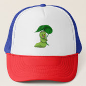 Caterpilaar met leder als parasol trucker pet (Voorkant)