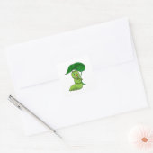 Caterpilaar met leder als parasol vierkante sticker (Envelop)