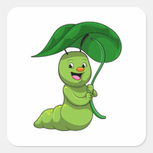 Caterpilaar met leder als parasol vierkante sticker