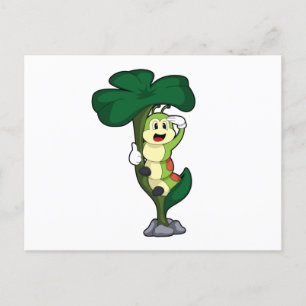 Caterpilaar met leder briefkaart