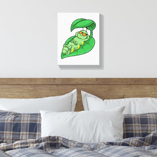 Caterpilaar met leder canvas afdruk (Insitu (Slaapkamer))