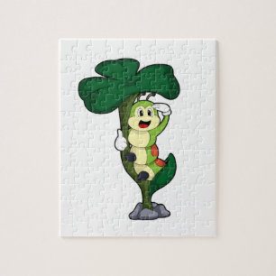 Caterpilaar met leder legpuzzel
