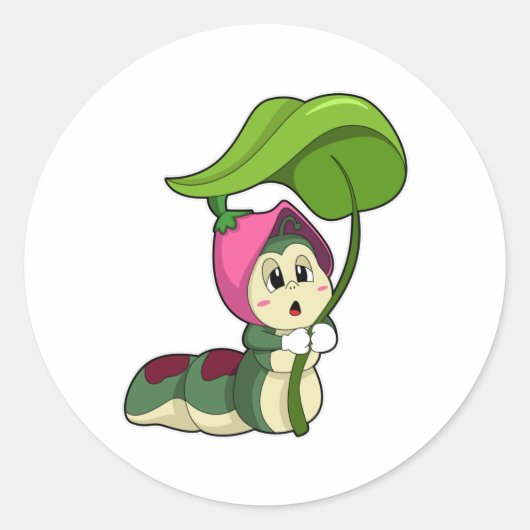 Caterpilaar met leder ronde sticker (Voorkant)