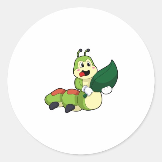 Caterpilaar met leder ronde sticker (Voorkant)