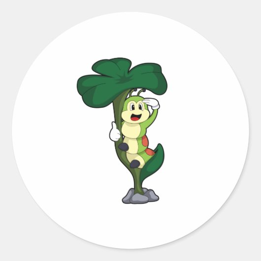 Caterpilaar met leder ronde sticker (Voorkant)