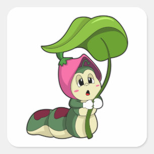 Caterpilaar met leder vierkante sticker