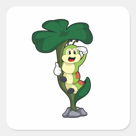 Caterpilaar met leder vierkante sticker (Voorkant)