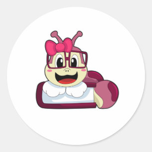 Caterpilaar met lint ronde sticker