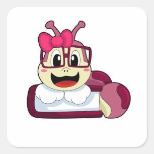 Caterpilaar met lint vierkante sticker