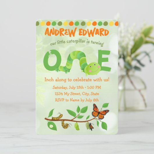 Caterpillar 1er Invitation anniversaire (Debout devant)