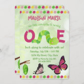 Caterpillar 1er Invitation anniversaire (Devant / Derrière)